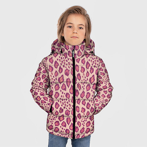Зимняя куртка для мальчика Цветущий леопард тюльпановое поле / 3D-Красный – фото 3