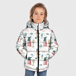Куртка зимняя для мальчика Узор из волшебных магических домиков, цвет: 3D-светло-серый — фото 2