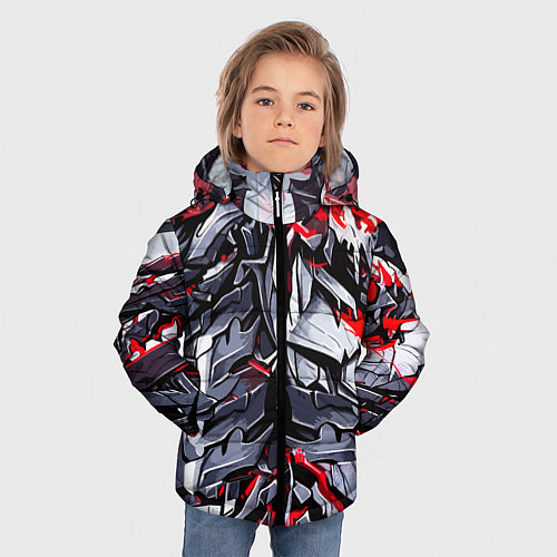 Зимняя куртка для мальчика Адская красная броня / 3D-Черный – фото 3