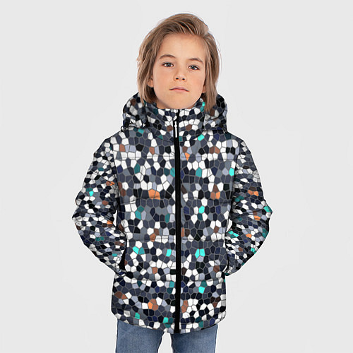 Зимняя куртка для мальчика Мозаика серый / 3D-Черный – фото 3