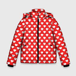 Куртка зимняя для мальчика Сердечный фон, цвет: 3D-светло-серый