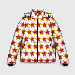 Куртка зимняя для мальчика Красные звезды с контуром, цвет: 3D-черный