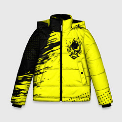 Куртка зимняя для мальчика Cyberpunk 2077 краски на чёрном, цвет: 3D-красный