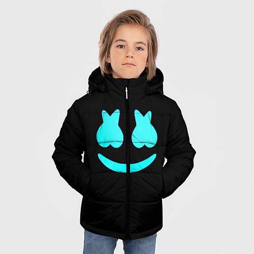Зимняя куртка для мальчика Маршмеллоу голубое лого / 3D-Черный – фото 3