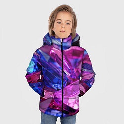 Куртка зимняя для мальчика Розовые и синие битые стекла, цвет: 3D-светло-серый — фото 2