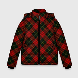 Куртка зимняя для мальчика Красно-зелёный клетчатый, цвет: 3D-черный