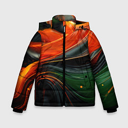 Куртка зимняя для мальчика Оранжевая и зеленый абстракция, цвет: 3D-светло-серый