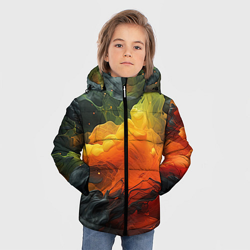 Зимняя куртка для мальчика Взрыв оранжевой краски / 3D-Красный – фото 3