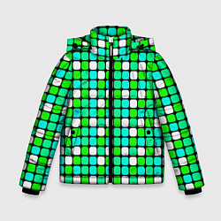 Зимняя куртка для мальчика Зелёные и белые квадраты
