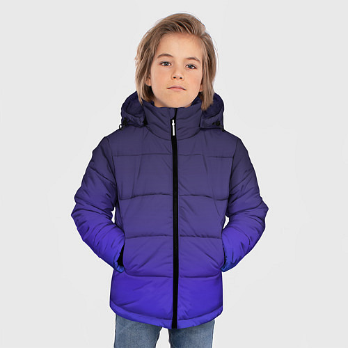 Зимняя куртка для мальчика Градиент тёмно фиолетовый синий / 3D-Светло-серый – фото 3