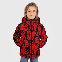 Куртка зимняя для мальчика Красные смайлы, цвет: 3D-светло-серый — фото 2
