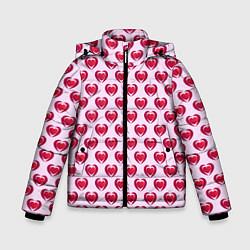 Зимняя куртка для мальчика Двойное сердце на розовом фоне