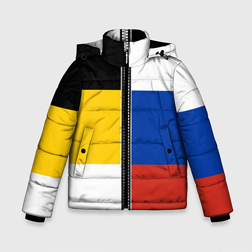 Зимняя куртка для мальчика Россия - патриот / 3D-Светло-серый – фото 1