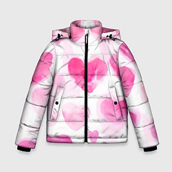 Зимняя куртка для мальчика Акварельные розовые сердечки