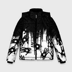 Куртка зимняя для мальчика Death Stranding отпечатки рук, цвет: 3D-черный