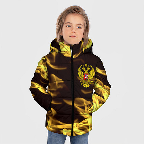 Зимняя куртка для мальчика Имперская Россия желтый огонь / 3D-Черный – фото 3