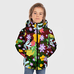 Куртка зимняя для мальчика Гавайская цветочная расцветка, цвет: 3D-черный — фото 2