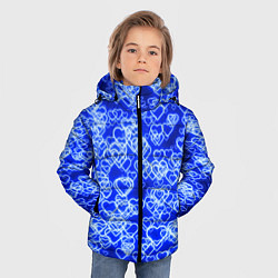 Куртка зимняя для мальчика Неоновые сердечки синие, цвет: 3D-черный — фото 2