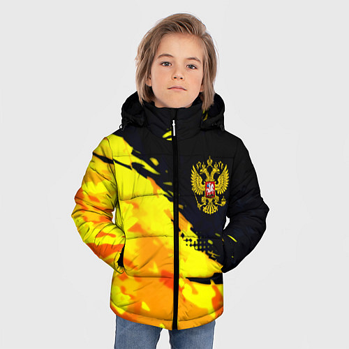 Зимняя куртка для мальчика Имперский герб россии краски / 3D-Черный – фото 3
