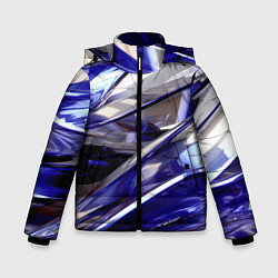 Куртка зимняя для мальчика Синие и белые полосы абстракции, цвет: 3D-красный