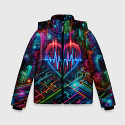 Зимняя куртка для мальчика Неоновое сердце - кардиограмма