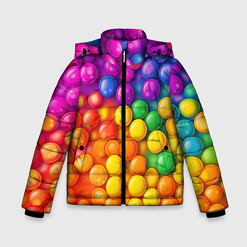 Зимняя куртка для мальчика Разноцветные шарики / 3D-Светло-серый – фото 1
