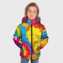 Куртка зимняя для мальчика Радужные яркие волны, цвет: 3D-светло-серый — фото 2
