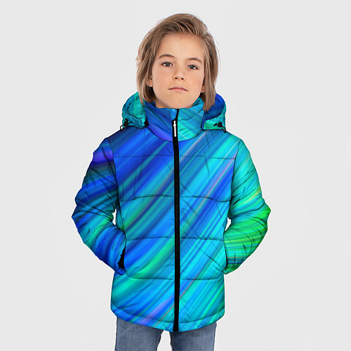 Зимняя куртка для мальчика Неоновые синие лучи / 3D-Черный – фото 3