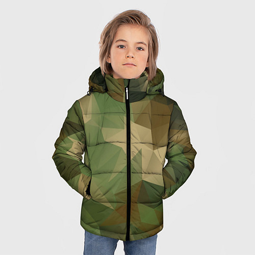 Зимняя куртка для мальчика Камуфляжный геометрический паттерн / 3D-Черный – фото 3