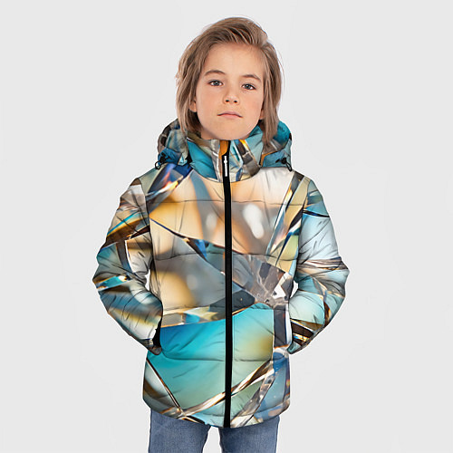Зимняя куртка для мальчика Грани стеклянного камня / 3D-Черный – фото 3