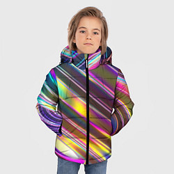 Куртка зимняя для мальчика Неоновый скрученный металл разноцветный, цвет: 3D-светло-серый — фото 2