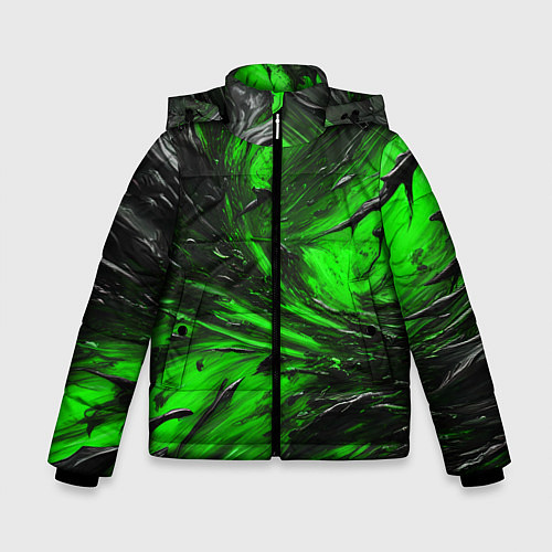 Зимняя куртка для мальчика Чёрная и зелёная субстанция / 3D-Светло-серый – фото 1