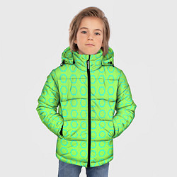 Куртка зимняя для мальчика Неоновый салатовый с шестигранниками циан, цвет: 3D-светло-серый — фото 2