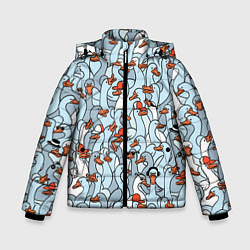 Зимняя куртка для мальчика Стадо гусей серо-голубых