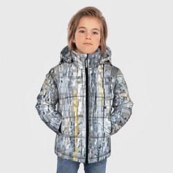 Куртка зимняя для мальчика Серебряные блоки, цвет: 3D-светло-серый — фото 2