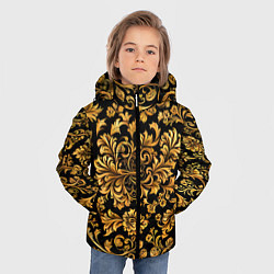 Куртка зимняя для мальчика Желтые узоры хохломские, цвет: 3D-красный — фото 2