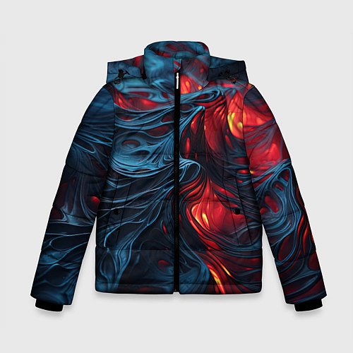 Зимняя куртка для мальчика Яркая волнистая абстракция / 3D-Светло-серый – фото 1