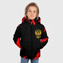 Куртка зимняя для мальчика Россия герб краски красные, цвет: 3D-светло-серый — фото 2