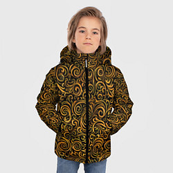 Куртка зимняя для мальчика Золотые узоры завитки, цвет: 3D-черный — фото 2