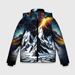 Куртка зимняя для мальчика Молнии и горы, цвет: 3D-черный