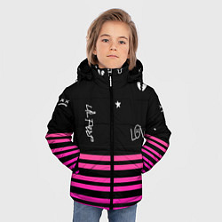 Куртка зимняя для мальчика Lil Peep розовые полосы, цвет: 3D-светло-серый — фото 2