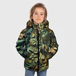 Куртка зимняя для мальчика Реалистичный камуфляж из листьев, цвет: 3D-черный — фото 2