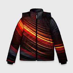 Куртка зимняя для мальчика Яркая оранжевая полосы на черной абстракции, цвет: 3D-светло-серый