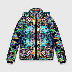 Куртка зимняя для мальчика Фрактальный орнамент, цвет: 3D-черный