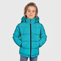 Куртка зимняя для мальчика Неоновый голубой полосатая рябь, цвет: 3D-черный — фото 2