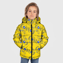 Куртка зимняя для мальчика Узор - цветы гжель на желтом фоне, цвет: 3D-красный — фото 2