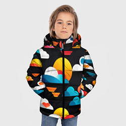 Куртка зимняя для мальчика Цветные облака в черном небе, цвет: 3D-светло-серый — фото 2
