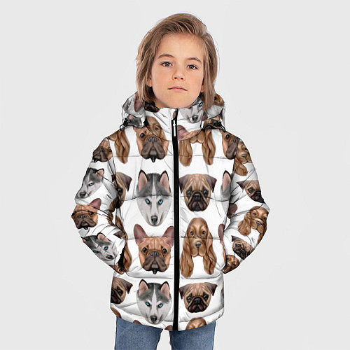Зимняя куртка для мальчика Текстура собак / 3D-Черный – фото 3