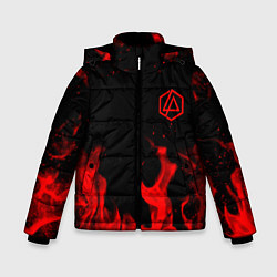 Зимняя куртка для мальчика Linkin Park красный огонь лого