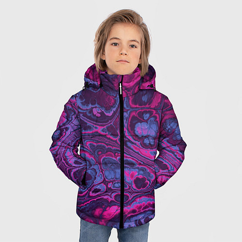 Зимняя куртка для мальчика Абстрактный разноцветный узор / 3D-Черный – фото 3
